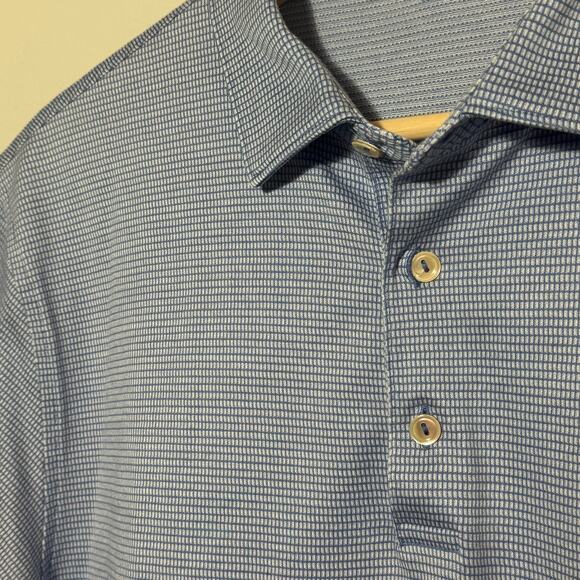 Mens Size S Peter Millar Mclean Jacquard Blue Short Sleeve Golf Polo 100% Cotton - Picture 4 of 6